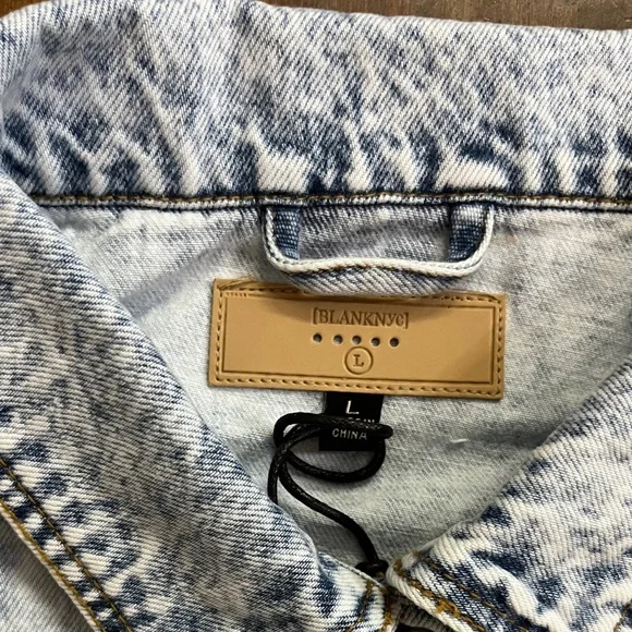 Blank NYC Nice Try Denim Fringe Jacket